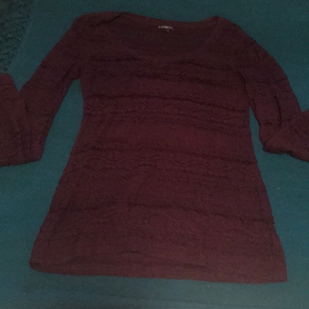 Express Dark burgundy lace long sleeve